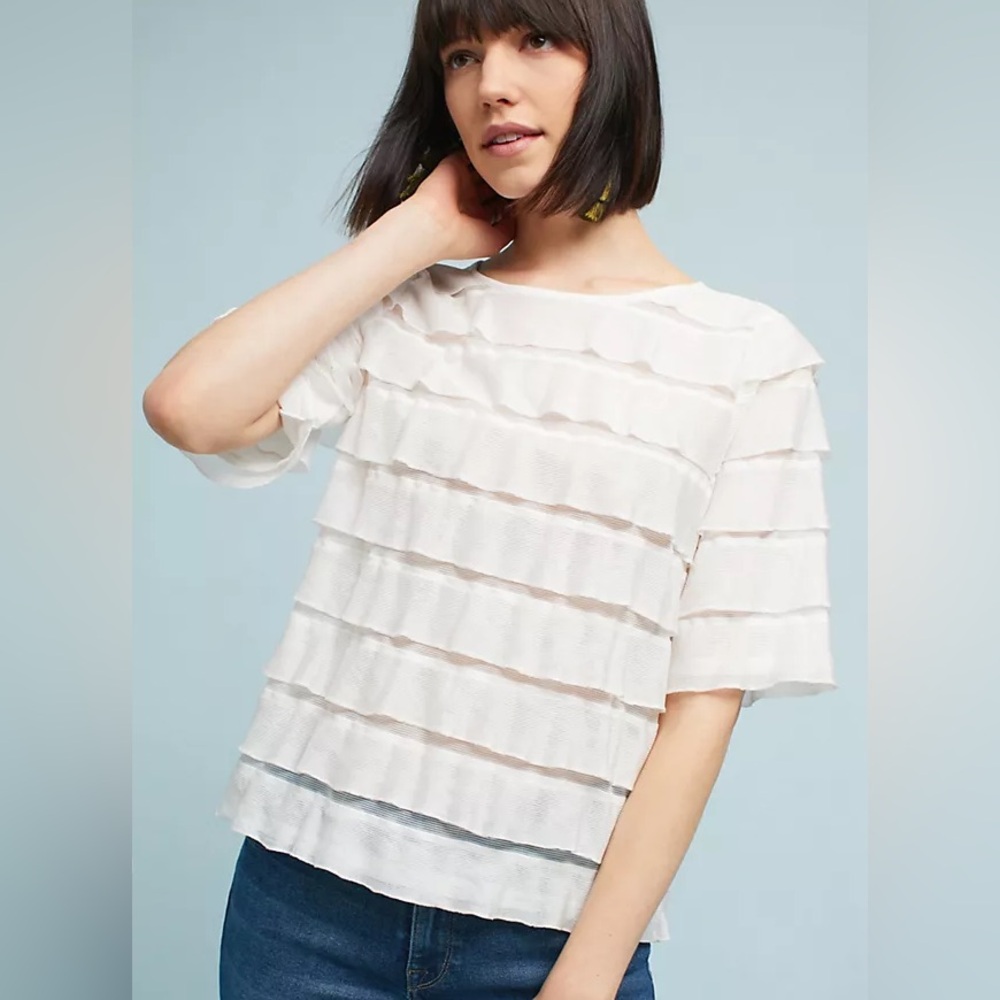 Anthropologie Vanessa Virginia Layered White Blouse